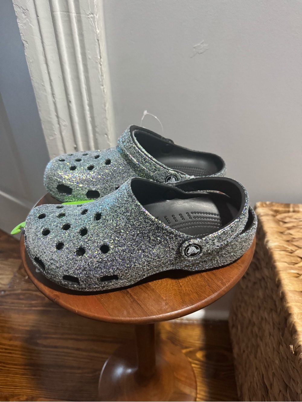 CROCS Glitter Clogs in Silver size women’s 7 men’s 5